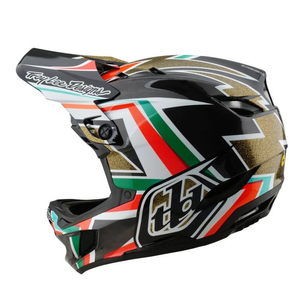 Troy Lee Designs D4 Carbon Full Face Helmet - Frames - Black-Gold Supply - Image 2